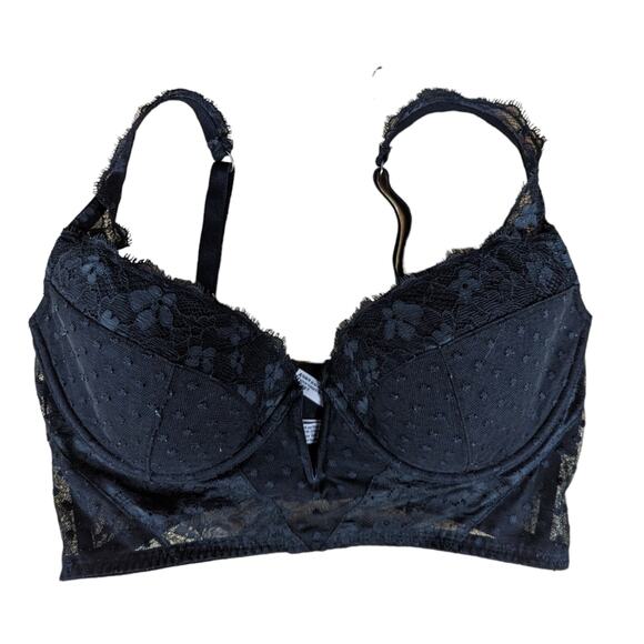 Victoria's Secret Dream Angels V Cut Corset Bra Black Lace Underwire - Size 36DD - Picture 3 of 7